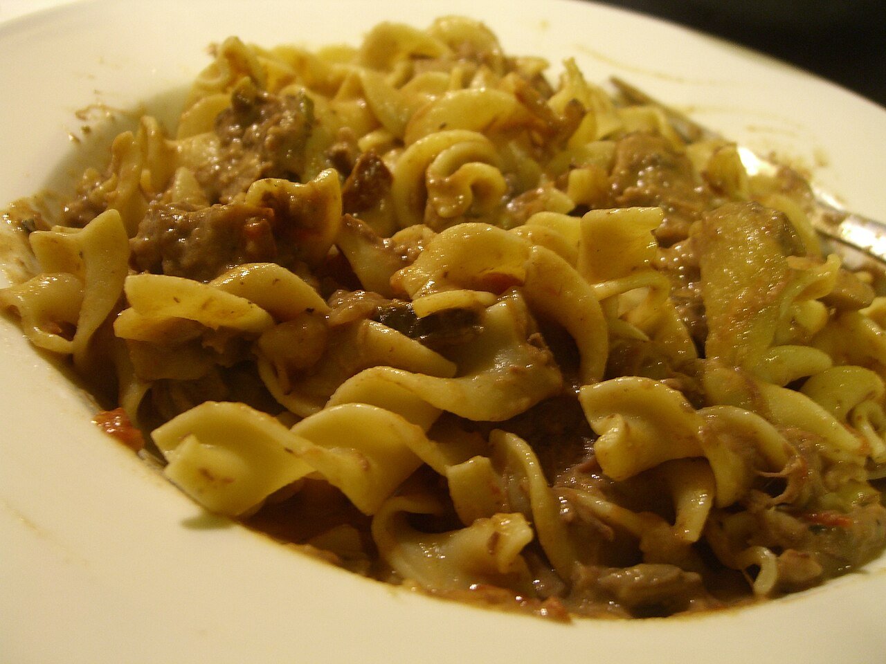 Representative photograph of Beef Stroganoff. The photograph includes pasta not included in this recipe.