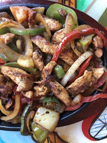 Representative photograph of chicken fajitas