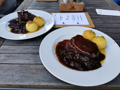 Representative photograph of Sauerbraten. The photograph includes dumplings and other accompaniments not included in this recipe.