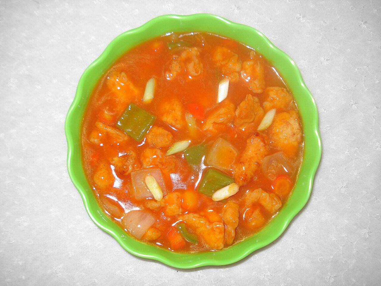 Representative photograph of sweet and sour chicken